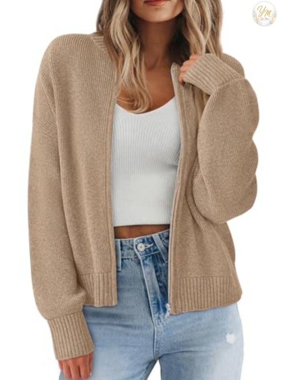 Women's Chunky Knit Zipper Cardigan Sweaters 2026 Fall Open Front Soft